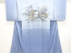 アンティーク　茶道具に風景模様男物長襦袢